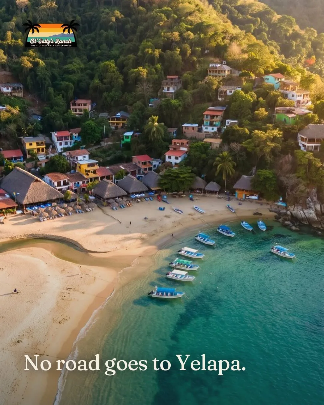 Vista aérea de Yelapa en la costa de Bahía de Banderas